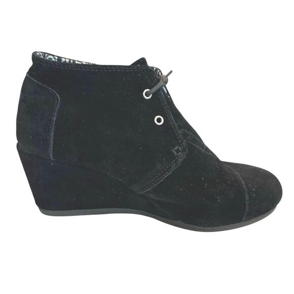 TOMS Women's Desert Wedge Ankle Booties Black Size 7.5 Chukka - Picture 1 of 7